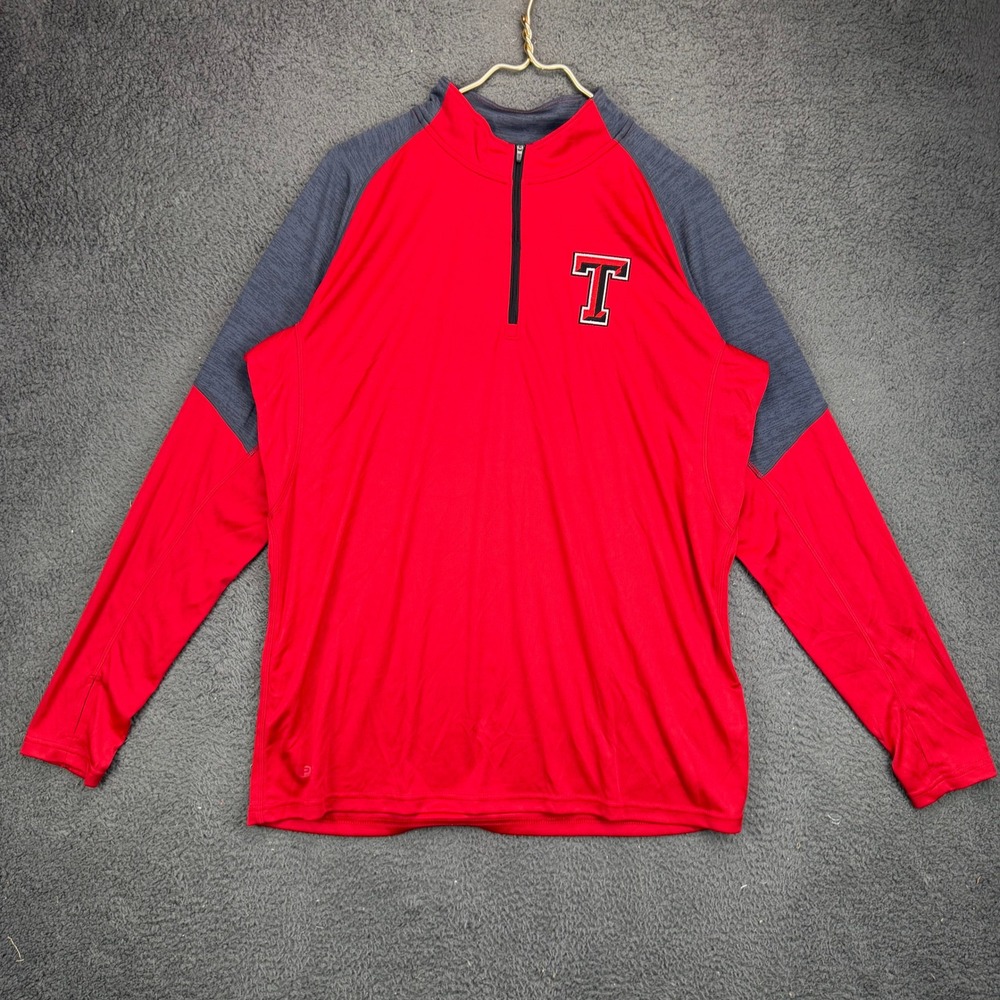 Pennant Sportswear Mens Texas Tech Red Raiders 1/4 Zip Pullover Red Gray XL